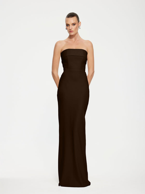 Monroe Gown - Coffee (Pre - order) - EFFIE KATS